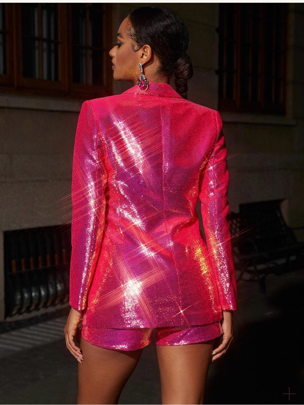 Sequin Pink Blazer & Shorts Suit Set - Picture 11 of 16